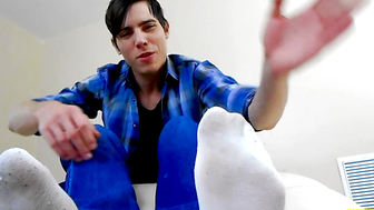 Giant Roommate Gives You a Foot Job - Aiden Valentine