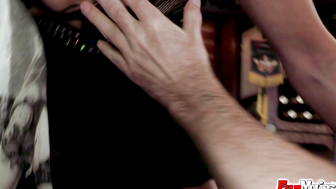 Hormy MILF fucking two maked guys