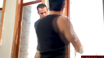 Muscled stud Luke Adams ready for his first edging session
