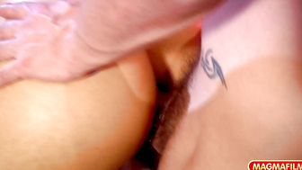 Bisexual brunette babes gets dicked in threesome
