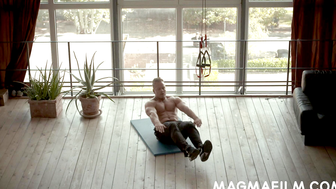 Yoga ends with a load of cum