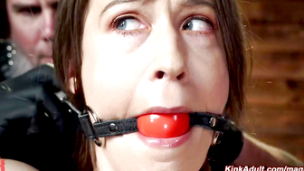 Bound on her knees and gagged and tormented