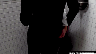 Two Mormon twinks attach in the washroom subtly