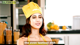 Hot lesbians in aprons and panties cooking just for you