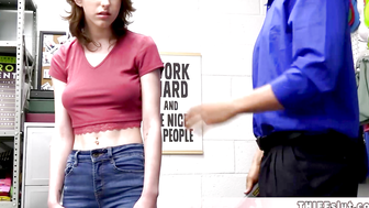 Skinny teen caught stealing and fucked