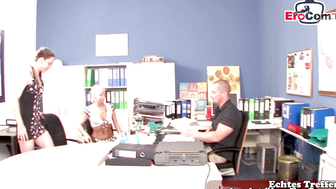 German students seduce the director into a threesome