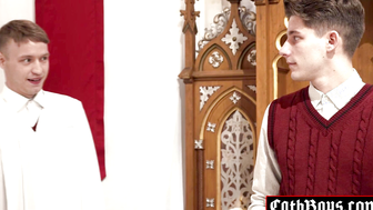 Twink sucks cock in confessional booth