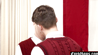 Twink sucks cock in confessional booth