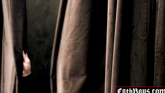 Twink sucks cock in confessional booth