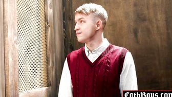 Twink sucks cock in confessional booth