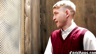 Twink sucks cock in confessional booth