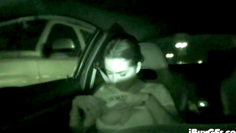 Courney James flashing tits on in car