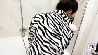 Skank into a zebra costume getting banged inside all holes