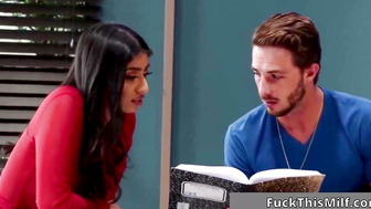 Curvy busty coed Violet Myers rides teacher 10