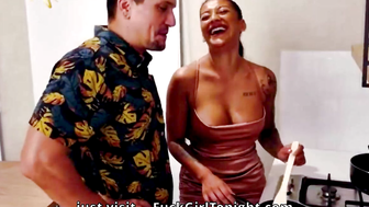 My coworker gives me his cum in my mouth and fucks me in the kitchen 69