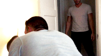 Muscle Daddy Barebacks Twink - Hot Dad & Son Fucked Raw