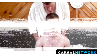 The Dr. lubed up the dildo stroking it in Felix Maze's dick and slowly pushing it int