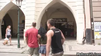 Czech dark haired cheats with boyfriends brother