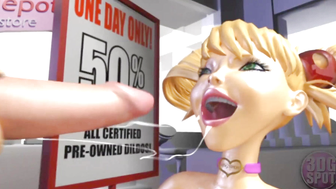 3DGSPOT  Blonde Siren Takes On A Massive Cock In A Dildo Shop  3D Animated Delight!