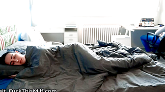 Why step son fucks stepmom when dad in room risky sex with surprise creampie 29