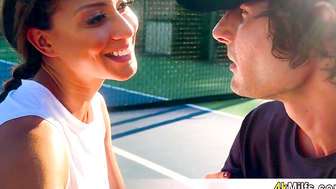 Cassie the tennis instructor having fun