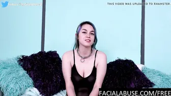 Young beauty gags and slurps on penis