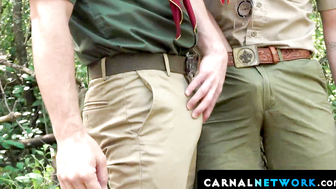 The tall gay Colton Fox got a blazing rimjob and got fucked bareback in the woods