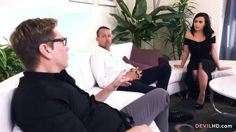 Humiliating the hubby while fucking a friend