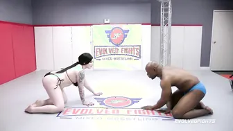 Mixed Wrestling As Amilia Onyx Takes big black cock from Will Tile