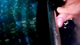 penis rubbed against the railing ejaculates a lot of sperm on the railing under water