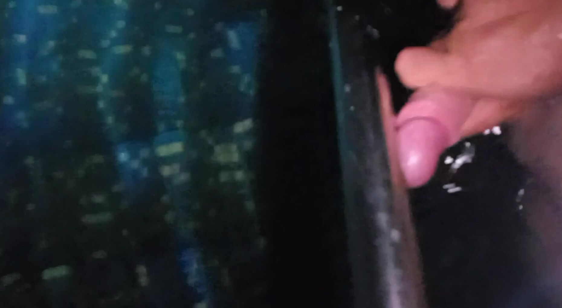 penis rubbed against the railing ejaculates a lot of sperm on the railing under water