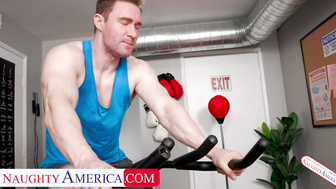Sexy Sarah Jessie gets her pussy worked out at the gym