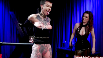 Tattooed slave flogged and face seated