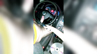 another client makes a paw then ejaculates sperm on the steering wheel with his vibra
