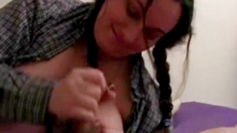 BBW Amateur Takes Her Man Into Her Bed Chamber Stroking Him