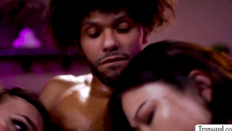 Asian masseuse fucked by slut TS and big black cock