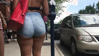 Black Hips Cheeks Hanging out of Ass Shorts