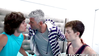 Twink Alex Mayer barebacked by Landon Matthews and Bill Farnsworth
