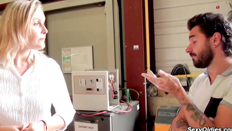 Tall MILF Melany Paris gets fucked in the warehouse by Michael Cheritto