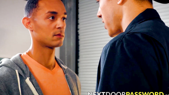 Black Aj Sloan gobbles on the enormous dick of hunk Jayden Marco before a hot interra
