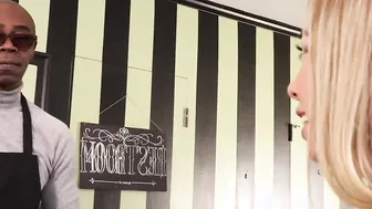 Vulgar wifey orders a gigantic penis from bartender