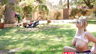 Hot blonde MILF London River teases me for sex before cumming in her mouth