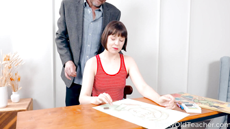 Teacher gives a hottie a private art lesson