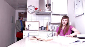 Old teacher fucks a lazy student on her copy-book