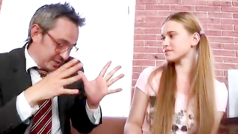 Augustina gets a faceful of cum from her teacher and an A for her grade.