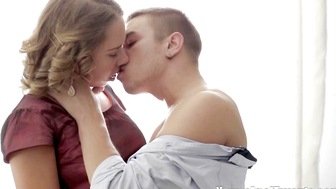 Tatiana sucks two big dicks before trying anal for the first time."