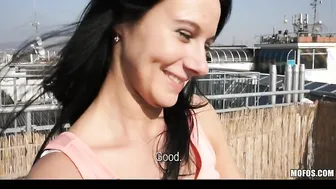 Vulgar Czech dark hair is paid to performance off her body on rooftop
