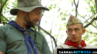 Adam Snow spat on his dicke before penetrating the twink's twitching hole while trail
