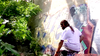 Long bearded amateur guy Squirell likes jerking off and draining his long dick down b