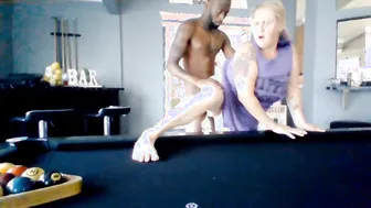 Blondie mom Pounded on Pool Table and Facialized